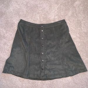 Army green suede skirt